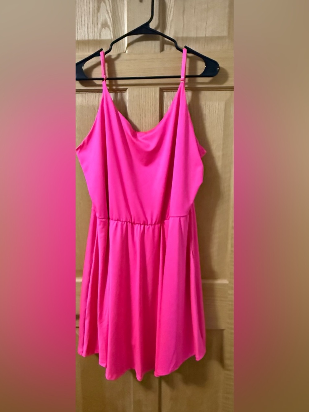 White Birch Neon Pink Cami Dress 3X Flowy Pocket Dress